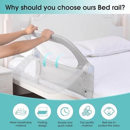 NUTIKAS Baby Bed Rail Guard for Toddlers - 58.7" Toddler Bed Rails for Twin, Full, Queen, King Bunk Size Bed Swing Down Bedrail Extral Tall Child Safety Side Railing Guards for Kids