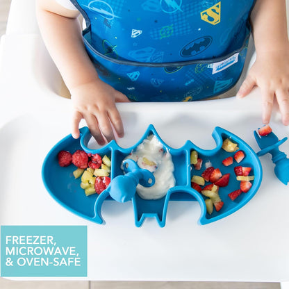 Bumkins Disney Toddler and Baby Suction Plate, Silicone Grip Dish, Baby Led Weaning, Kids Feeding Supplies, Non Skid Sticky Bottom, Platinum Silicone, for Children Ages 6 Months Up, Toy Story Alien