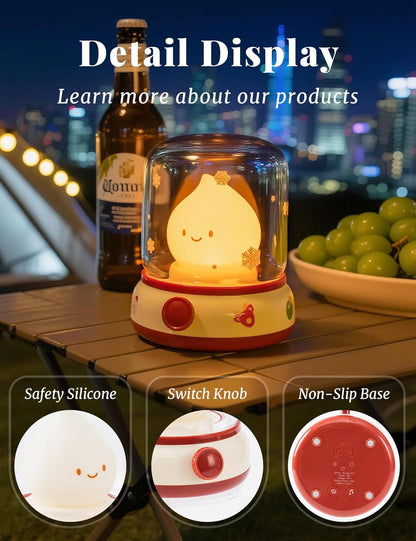 3pcs Cozy Campfire Nightlight Kits, Soothing Nature Sounds, White Noise Night Light for Baby Adult, Rechargeable, Cute Flame Lamp, Best Gift for Kids Bedrooms Camping Trips