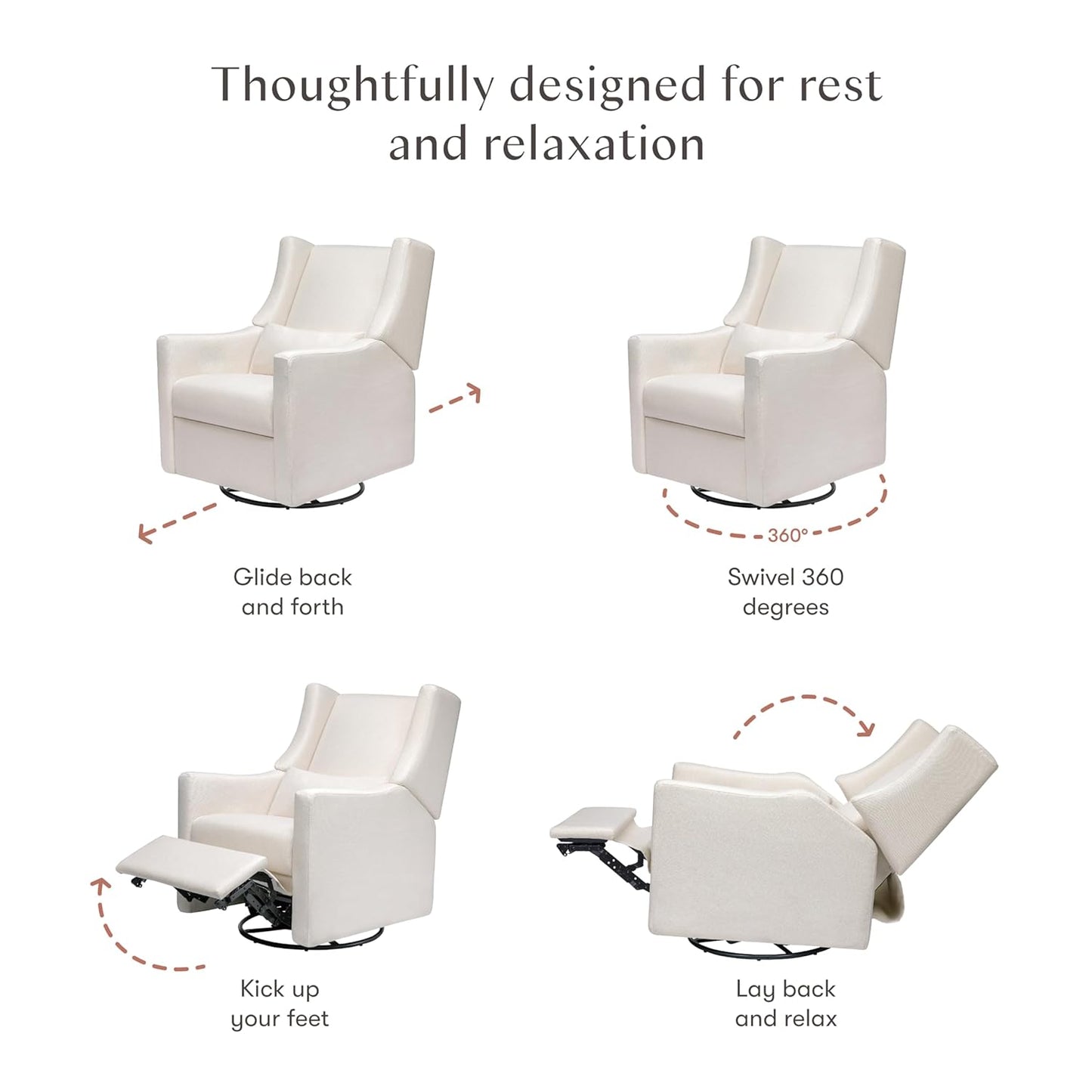 Kiwi Glider Recliner w/Electronic Control and USB | in Almond Teddy Loop w/Light Wood Base, Greenguard Gold Certified