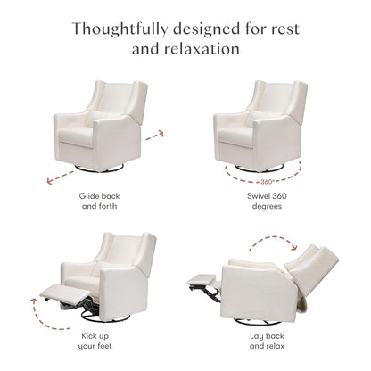Kiwi Glider Recliner w/Electronic Control and USB | in Almond Teddy Loop w/Light Wood Base, Greenguard Gold Certified