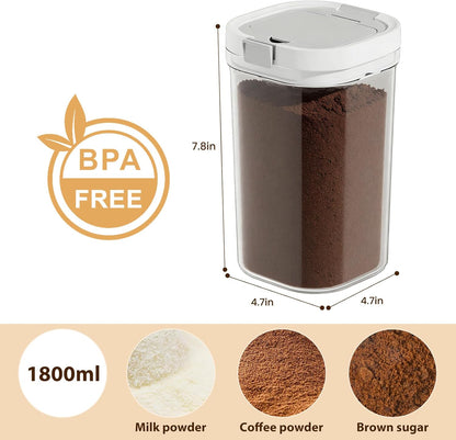 Airtight Coffee Canister-27oz Sugar and Dry Food Container BPA Free with Spoon and Layered Storage for Grounds Coffee, Beans, Tea, Sugar, Flour, Cereal,Formula