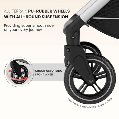 Accombe 2 in 1 Baby Stroller, Convertible Bassinet Pushchair for Infants and Newborns 0-36 Months