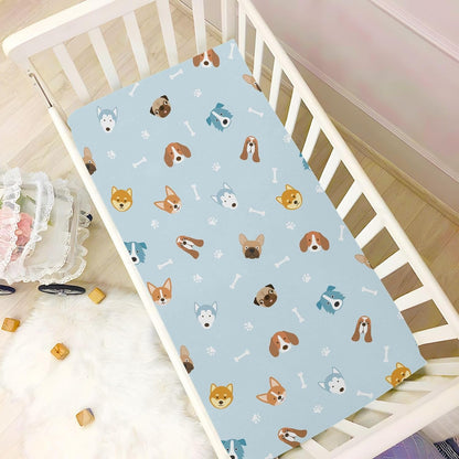 Fall Cute Mushroom Leaves Fitted Crib Sheets Stretchy Portable Playard Sheets for Baby Toddler, Breathable Soft Mini Crib Mattress 52 x 28 in for Boys and Girls
