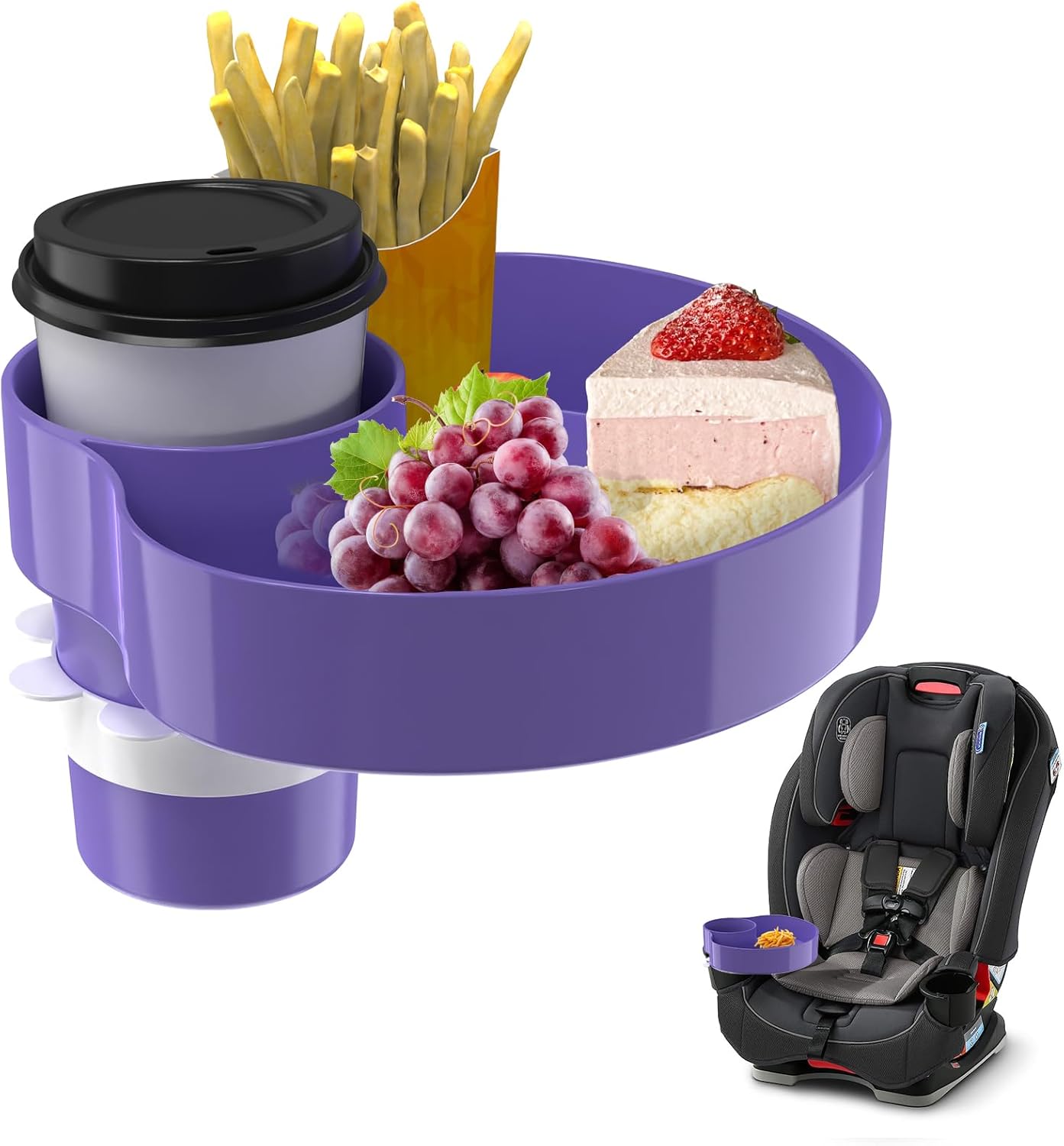 [2 Packs] Kids Car Seat Tray, Travel Tray with Cup Holder for Toddler Baby, Kids Car Seat Food Snack Organizer for Road Trip, Stroller snack Organizer Travel Must Haves Toddler Must Haves (Black)