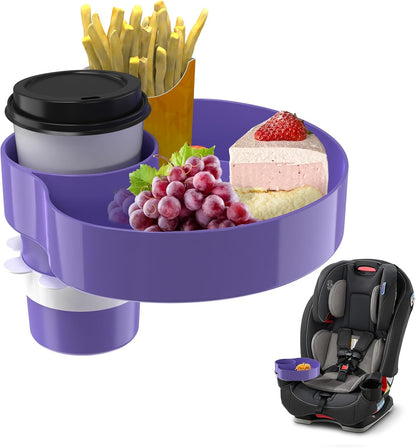 [2 Packs] Kids Car Seat Tray, Travel Tray with Cup Holder for Toddler Baby, Kids Car Seat Food Snack Organizer for Road Trip, Stroller snack Organizer Travel Must Haves Toddler Must Haves (Black)