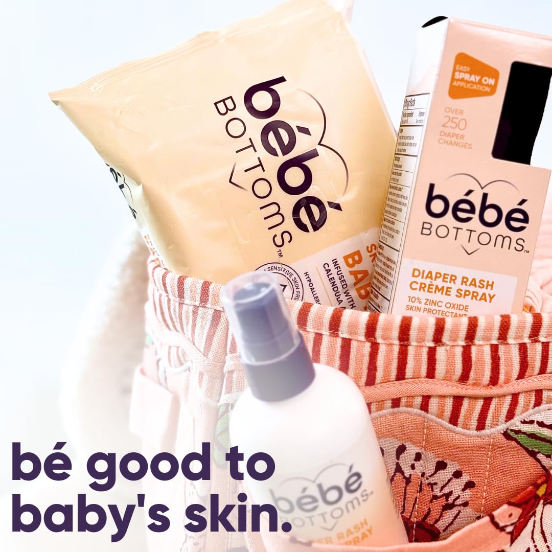 Bébé Bottoms Baby Diaper Rash Cream Spray, No-Rub Touch Free Application for Sensitive Skin 1.7oz (50 ml)