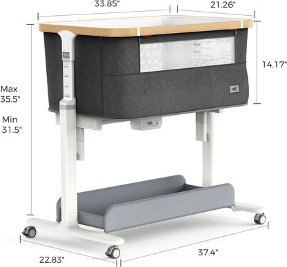 VaVaSoo Electric Rocking Bassinet for Baby Automatic Bedside Sleeper Rocks Itself 3 Speeds Auto Rolling Newborn Cradle 5 Height Adjustable with Music, Wheels, Storage, Dark Grey