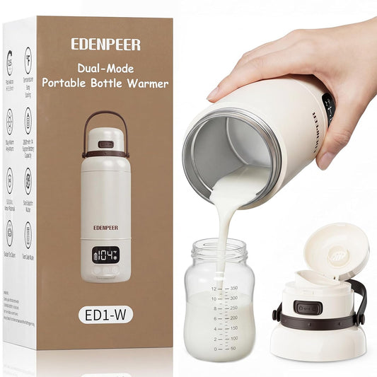 Portable Bottle Warmer for Travel,Typ-C&AC Dual Power Mode with Built-in Sterilizer,Baby Milk Warmer On The Go and 120W Fast Heating Breastmilk,Formula,Water,3” Wide Mouth&17oz Large Capacity
