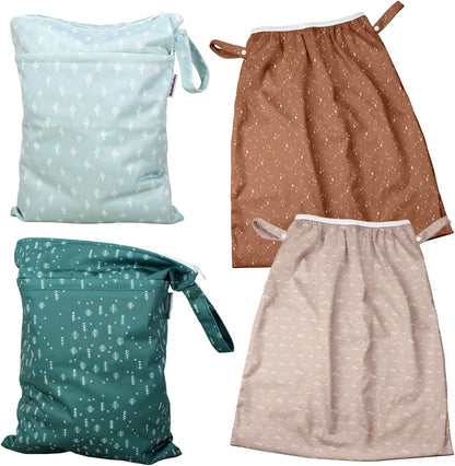 Mama Koala 2 Pack Reusable Pail Liners, with 2 Pack Wet Dry Bags