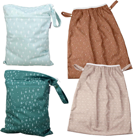 Mama Koala 2 Pack Reusable Pail Liners, with 2 Pack Wet Dry Bags