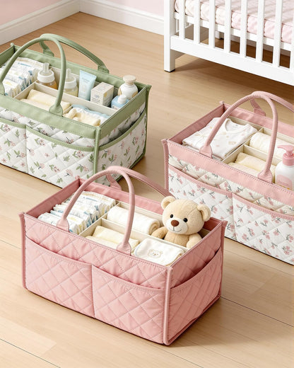 Tivellary Baby Diaper Caddy Organizer – Spacious Storage Basket for Newborn Essentials, Nursery & Diaper Station, Registry Essential, Dusty Rose
