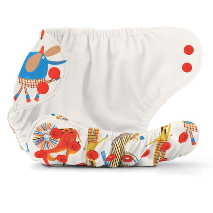Esembly Cloth Diaper Cover - Reusable Swim Diaper, Waterproof, Breathable - Adjustable Outer Layer Over Absorbent Inner for Blowout Protection - Sea Glass, Size 2 (18-35lbs)