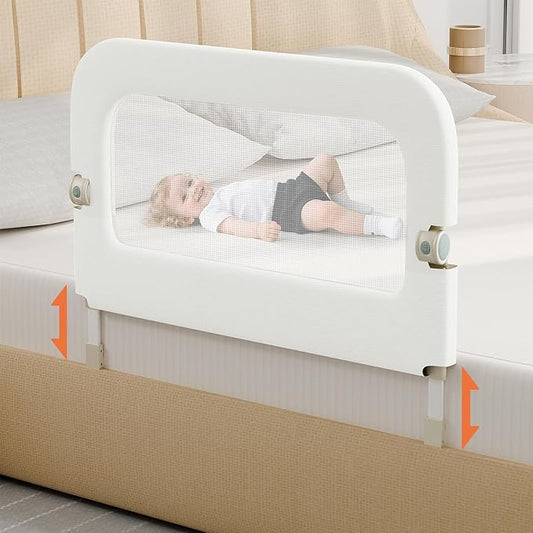 omzer Bed Guard Rail for Toddlers - 32inch Folding up & Adjustable Heights Baby Bed Safety Rails - Portable Toddler Bed Barrier Railing Guard for Kids Twin, Bunk, Queen, Full Size Bed