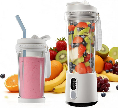 Portable Blender for Smoothies Electric Juicer - Freshly Juices Milk shakes and Baby food Small Portable Blender with 300W Motor Mini Mixer with Extra Lid Suitable for Outdoor Sports Travel