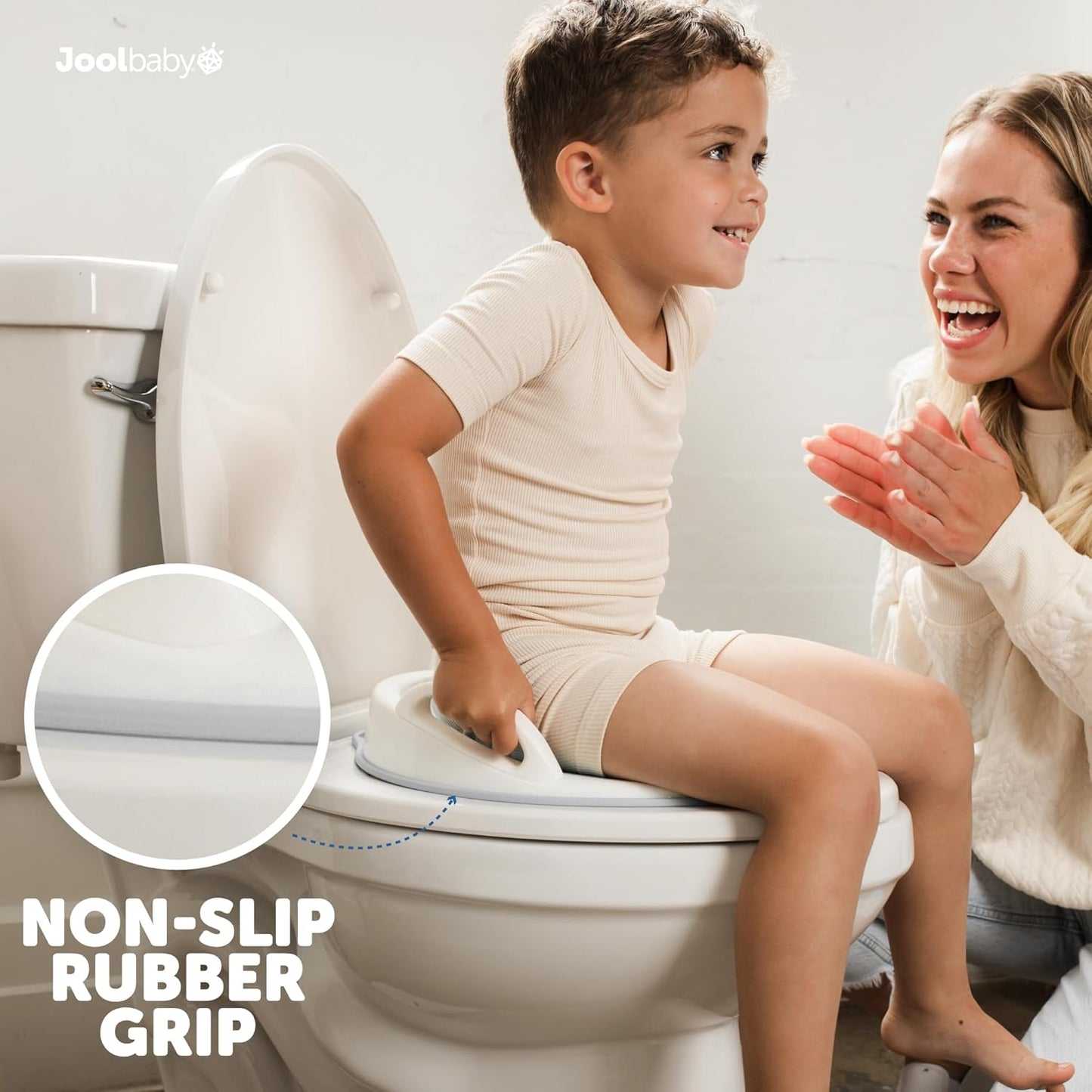 Jool Baby Potty Training Seat for Boys and Girls With Handles, Fits Round & Oval Toilets, Non-Slip with Splash Guard, Includes Free Storage Hook (Aqua)