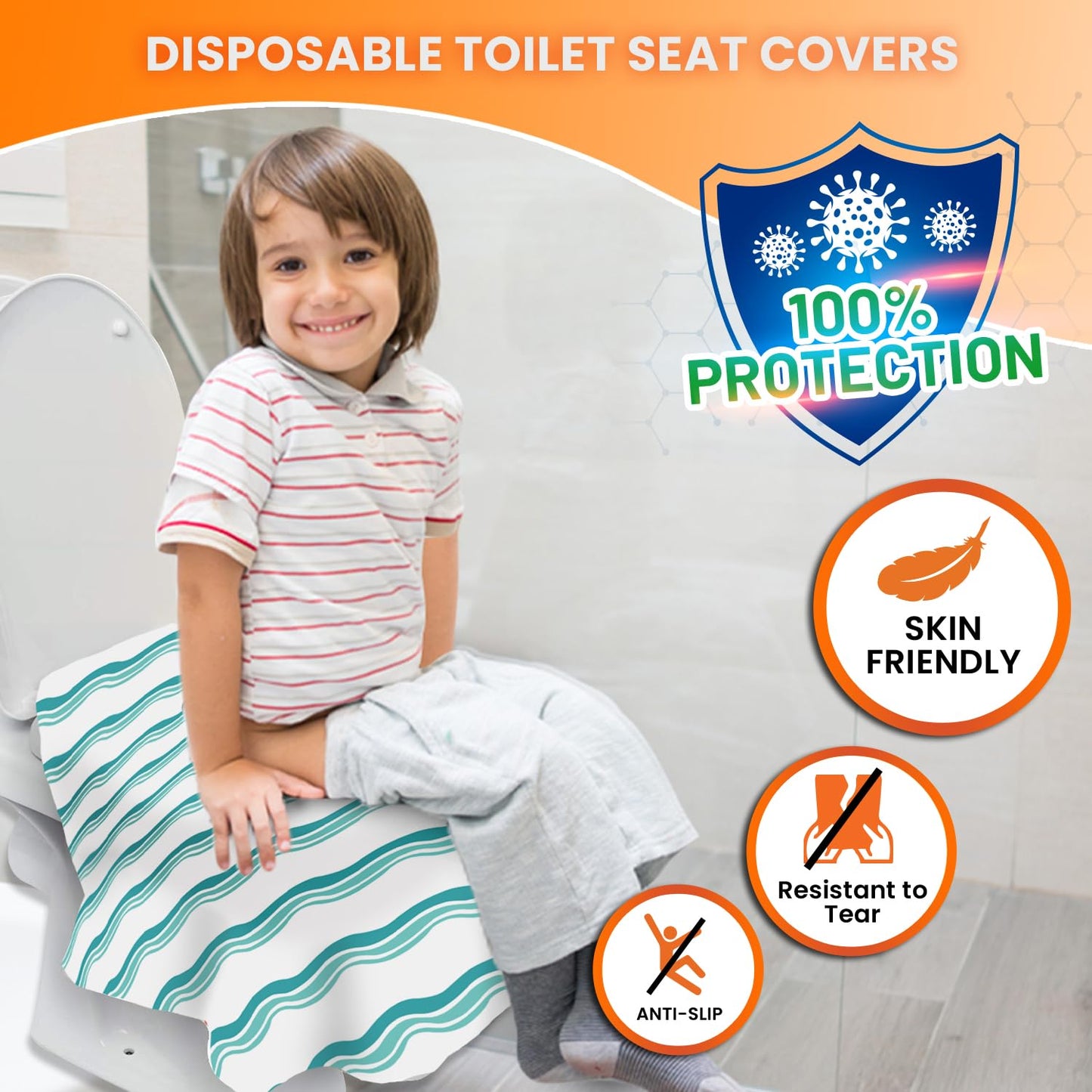20 Extra Large Toilet Seat Covers Disposable for Kids & Adults-Toilet Covers Disposable for travel-Toddler Toilet Seat Cover Liners for Potty Training-Individually Wrapped-Waterproof (Bees)