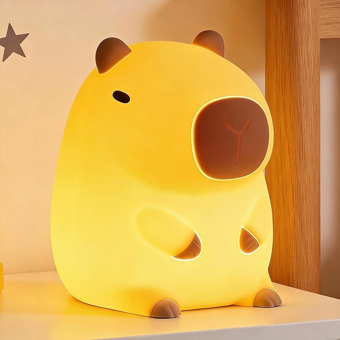 Amaredom Capybara Night Light, Adorable Capybara Lamp, Silicone Dimmable Nursery Nightlight, Rechargeable nightlight for kids with 20 Minutes Timer & Tap Control Baby Girls Women Bedrooms, Living Room