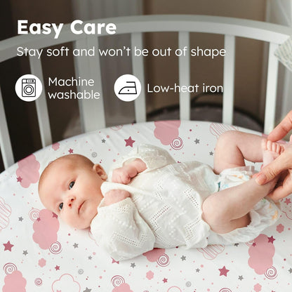 Baby Bedside Bassinet Sheets Girl, 33”x20” Compatible with Baby Delight Dream On Me & Most Rectangle Bedside Sleeper Bassinet Mattress, Super Soft Microfiber Pink Butterfly Flower
