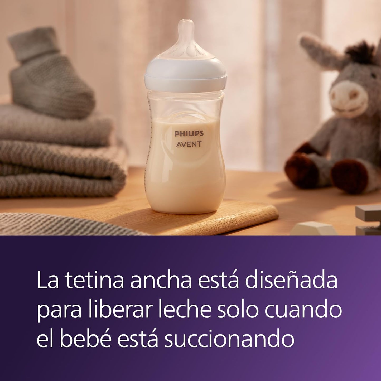 Philips Avent Natural Baby Bottles with Natural Response Nipples (Medium Flow, Flow 3), 9oz, 4-Pack, SCY903/04
