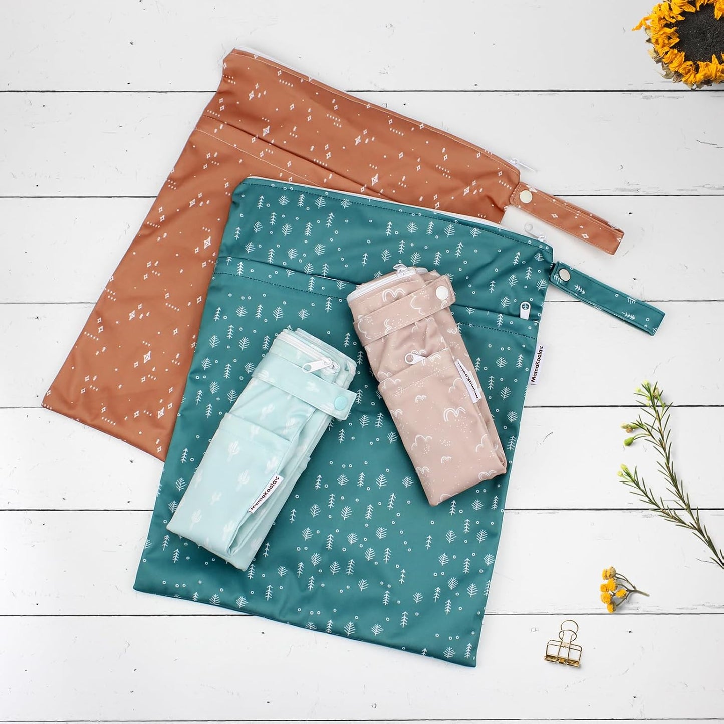 Mama Koala Waterproof Diaper Pods for Baby Items, Cloth Diapers, Swimsuits, Travel, Gym Clothes, Beach, Pump Parts, Toiletries, 2 Pack(DP-Sunset)