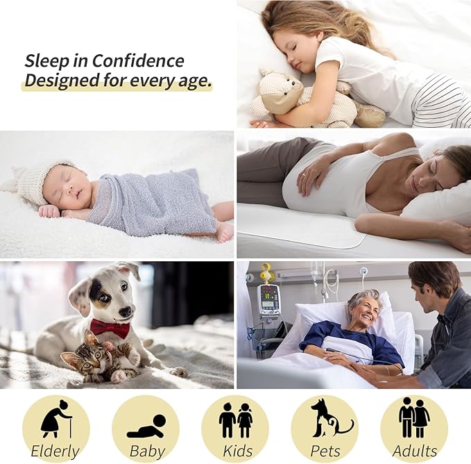 CoolShields Waterproof Bed Pads Incontinence Washable Reusable Bedwetting Mattress Protector Pad for Kids, Adults, Elderly, and Pets 34'' x 52'' (2 Pack)