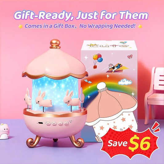 One Fire Princess Gifts for Girls Toys, 15 Music+15 Films+315 Colors Night Light Projector, 360°+Remote+Cordless Star Projector for Kids, Mermaid Gifts for Girls Room Decor, Pink Baby Toddler Toys