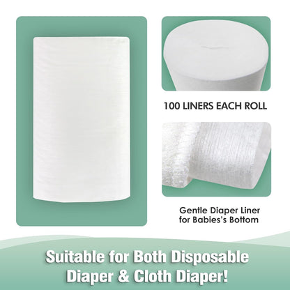 wegreeco Unscented Diaper Liners - Fragance Free and Chlorine Free Cloth Diaper Liners - 100 Sheets Per Roll (5 Roll)