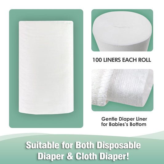 wegreeco Unscented Diaper Liners - Fragance Free and Chlorine Free Cloth Diaper Liners - 100 Sheets Per Roll (5 Roll)