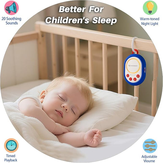 2026 Mom's Choice Awards | White Noise Sound Machine Baby with Night Light, 20 Soothing Sounds, 22 Hours Battery Life, Travel, Registry Gift, Shower, Clips on Baby Stroller (Blue)