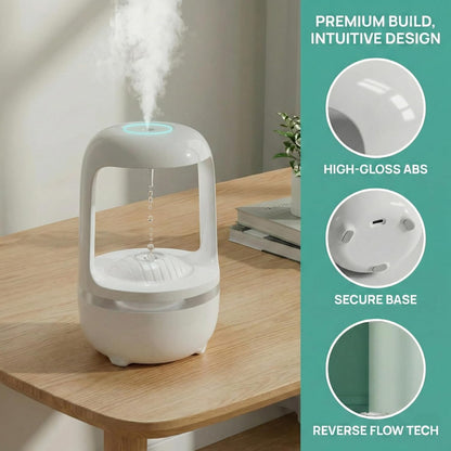 500ml Small Humidifier, USB Cool Mist Humidifier with Anti Gravity Water Flow Visual Effect, Auto Shut Off Quiet Ultrasonic Portable Mini Humidifier for Bedroom Baby Nursery Office Desk Travel Home