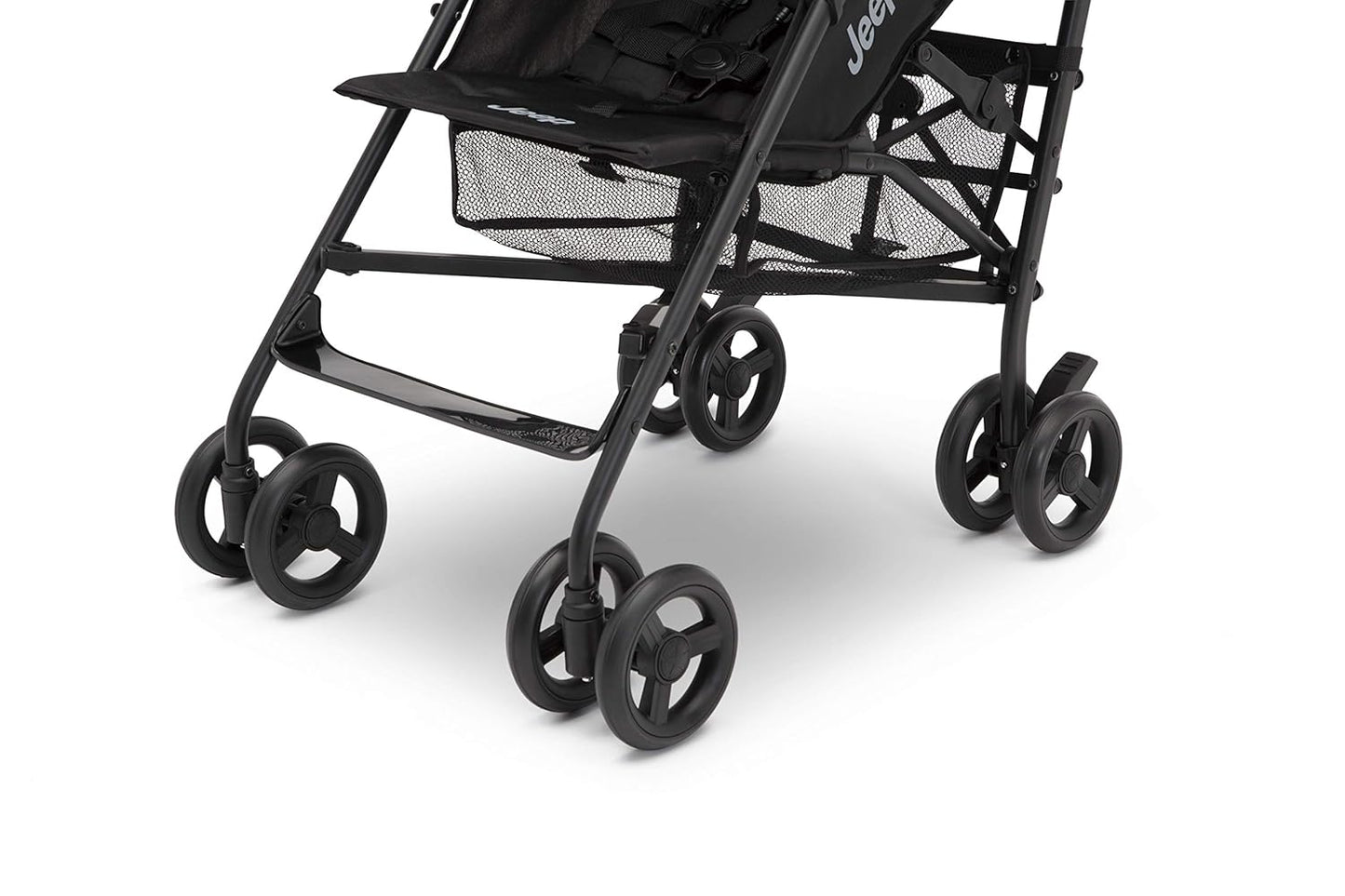 Jeep PowerGlyde Plus Stroller by Delta Children Lightweight Travel Stroller with Smoothest Ride, Aluminum Frame, 4-Position Recline, Extra Large Storage Basket, Black