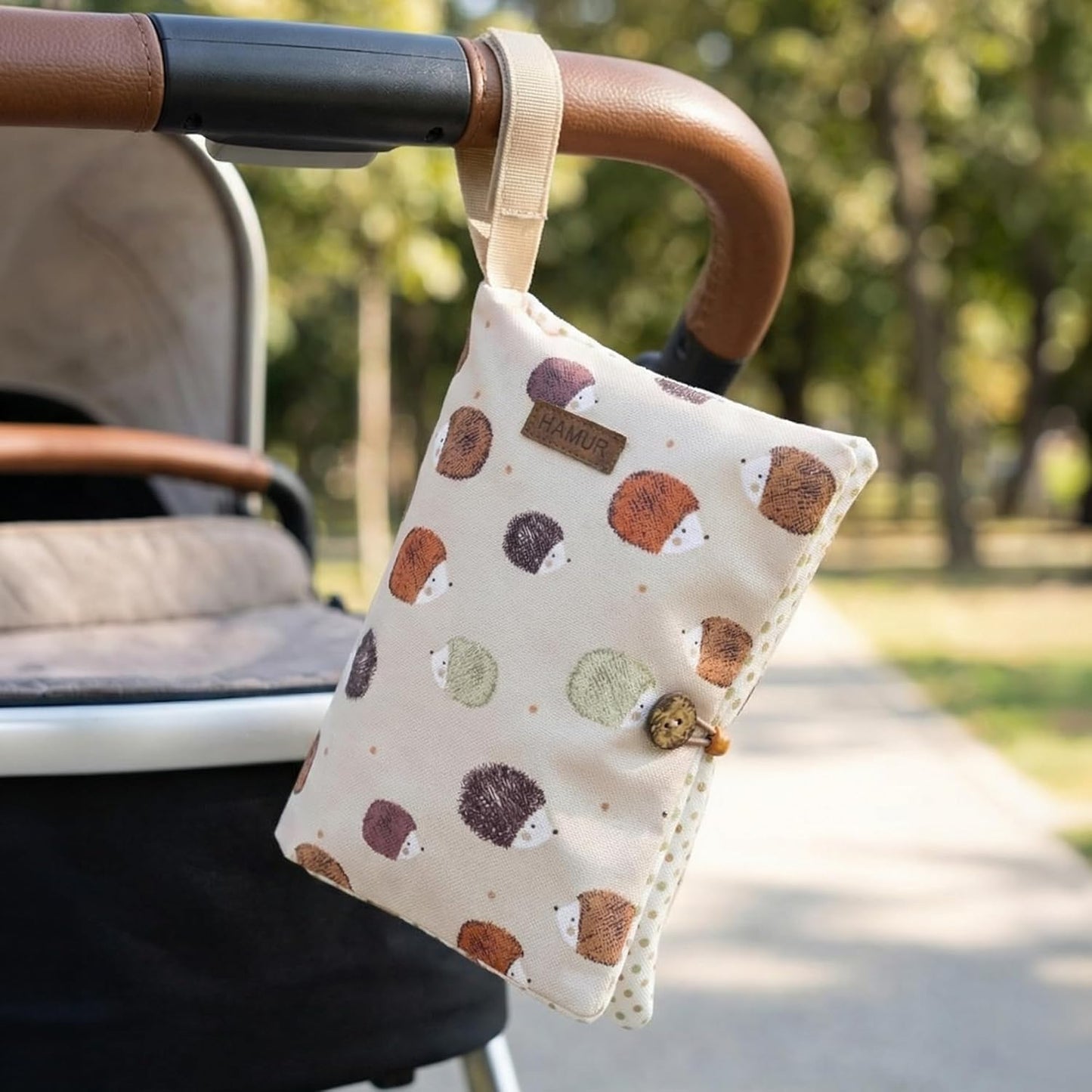 HAMUR Baby Diaper Bag Organizer – Travel-Friendly, Compact & Foldable | Stroller Pouch for Newborn Essentials – Must-Have for Boys & Girls (Leaves)