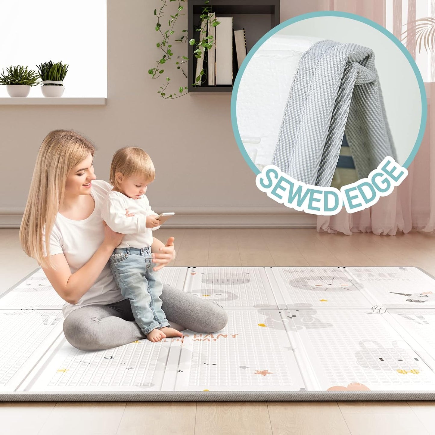 ZEEBABA Baby Playpen with Mat, Playpen for Babies and Toddlers, Small Baby Play Pens, Play Yard for Infants with Play Mat, 47x47inch Playard with Gate