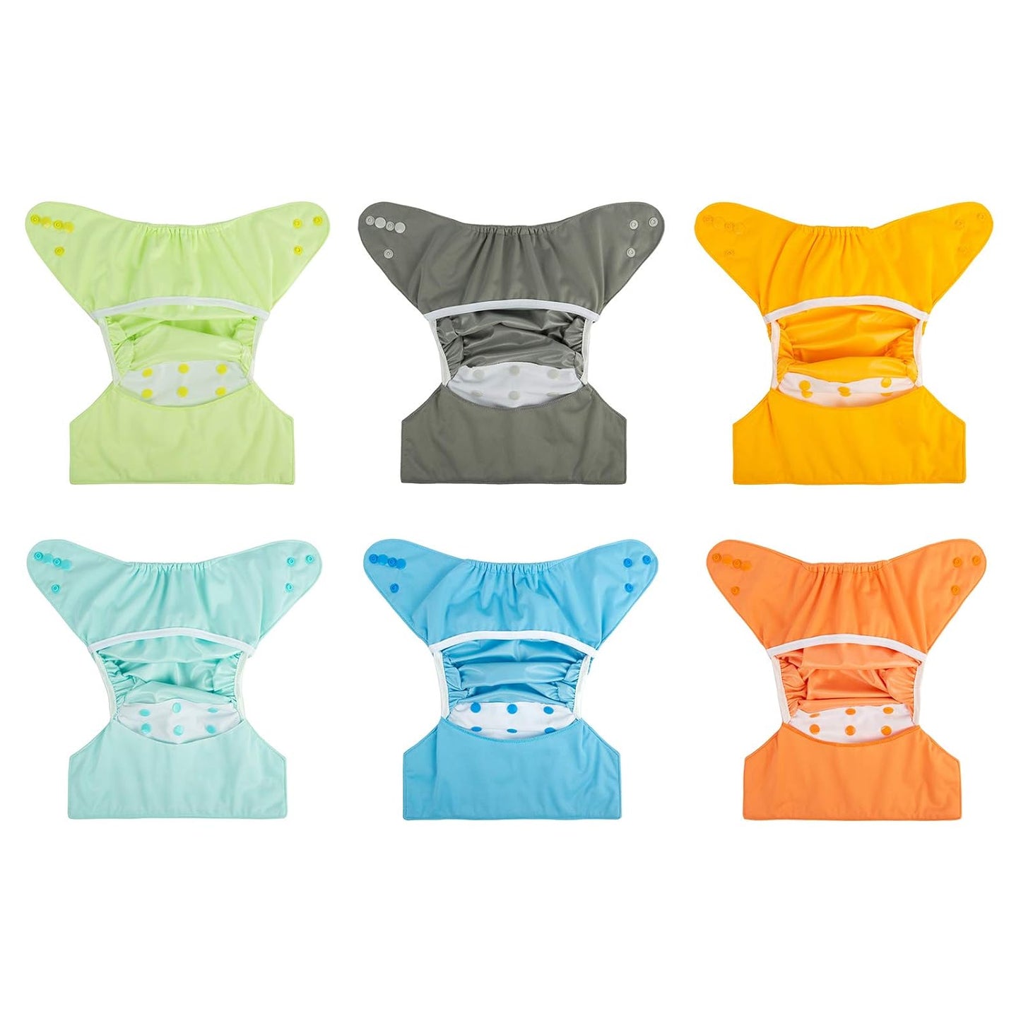 babygoal Cloth Diaper Covers 6 Pack with Wet Bag for Fitted Diapers and Prefolds with Double Gussets, Adjustable and Reusable for Baby Boys and Girls