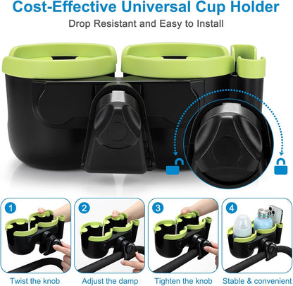 Accmor Stroller Cup Holder with Phone Holder, Bike Cup Holder, Universal Cup Holder for Uppababy Nuna Doona Strollers, 2-in-1 Cup Phone Holder for Stroller Bike Accessory