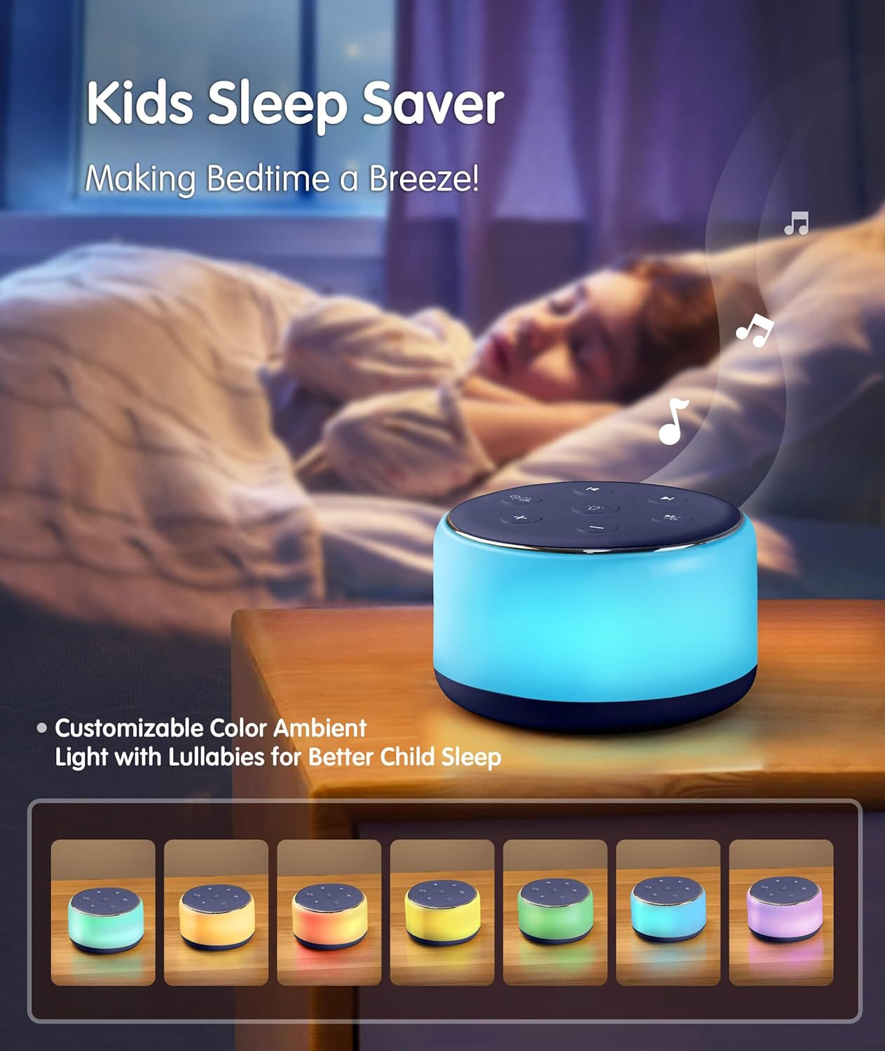 FamiSym White Noise Sound Machine Baby for Sleeping with Night Light – 34 Soothing Sounds, Rechargeable White Noise Machine for Kids Adults, Portable Lullaby Sleep Machine Baby Soother Home Travel