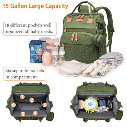 Astro alan Baby Diaper Bag with Changing Station, Waterproof Diaper Bag Backpack for Moms Dads with USB Charging Port, Baby Shower Gifts, Large Capacity diaper backpack, Grey
