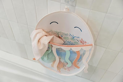 Copper Pearl Oceana Bath Toy Organizer with Suction Cups Extra-Large Mesh Bath Toy Holder for Bathtub, Quick-Dry Bath Toy Storage Net, Convenient Bath Toy Net for Tub - Cora