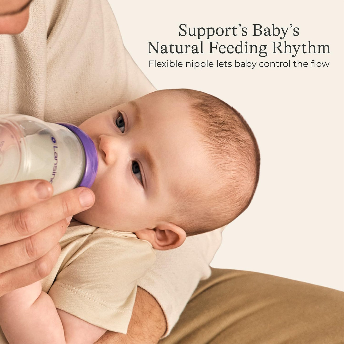 Lansinoh Anti-Colic Baby Bottles, BPA-Free Plastic, 8 Ounces, 3 Count, Medium Flow Nipples (Size M), Breastfeeding Bottle with NaturalWave Design, Baby Essentials