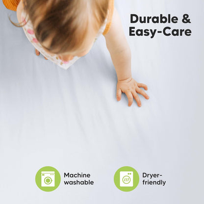 2-Pack Mini Crib Sheets Fitted - 38x26 Pack N Play Sheets for Pack and Play Mattress, Organic Cotton, Soft & Breathable Playard Bedding, Neutral Mini Toddler Bed Cover for Boys, Girls (Dragon Tale)