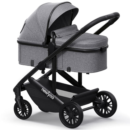 newyoo Infant Stroller with Bassinet Mode, Nestro 516M, Convertible Baby Strollers with Reversible Seat & Cup Holder, Coches para Bebes, 2-in-1 Rear-Facing Pram, Warm Taupe