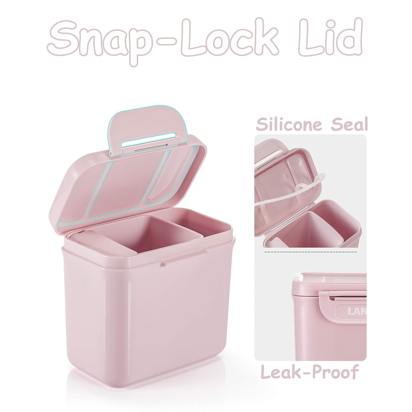 Formula Dispenser with Scoop Milk Powder Formula Containers for Travel Baby Food Storage and Snack Cup for Outdoor Activities On-The-Go Pink(Outer Box Capacity: 0.92 LB(420 g))