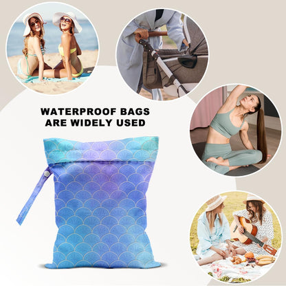 Unicorn Wet Dry Bag 12x10 Inch, Waterproof Reusable Wet Bag with Two Zippered Pockets & Handle for Swimsuit Travel Beach Pool Gym Stroller Dirty Yoga Gym Clothes Toiletries Daycare Organizer