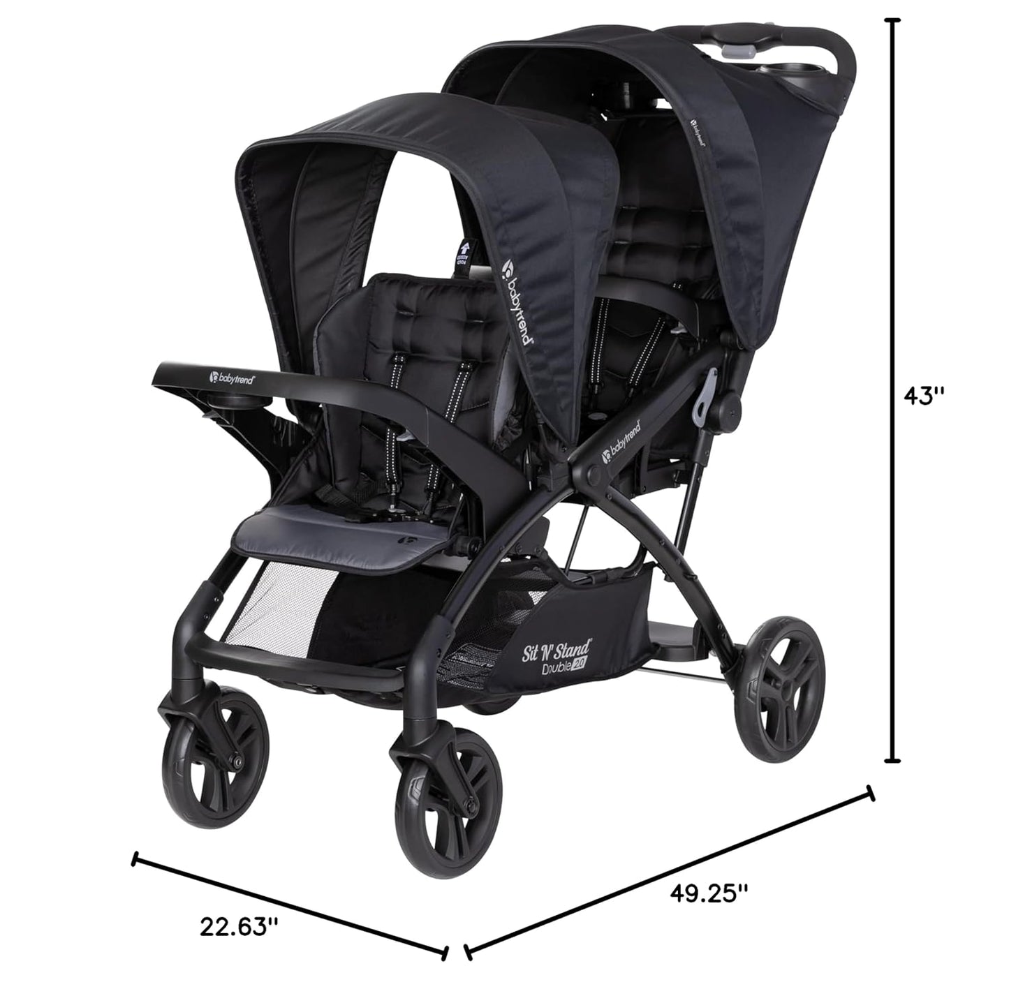 Baby Trend Sit N' Stand® Double 2.0 Stroller, Dash Black
