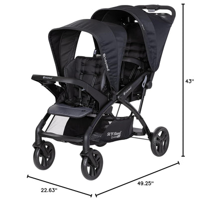 Baby Trend Sit N' Stand® Double 2.0 Stroller, Dash Black