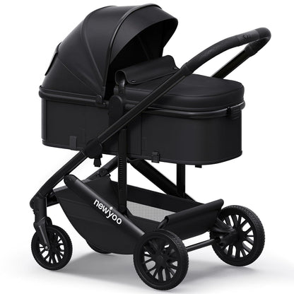newyoo Infant Stroller with Bassinet Mode, Nestro 516M, Convertible Baby Strollers with Reversible Seat & Cup Holder, Coches para Bebes, 2-in-1 Rear-Facing Pram, Warm Taupe