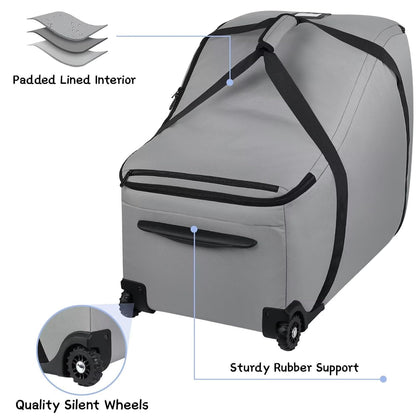 SCTEL Infant Car Seat Travel Bag Fit Doona Car Seat Stroller and Base, Chicco Keyfit 35 and Base, Doona Travel Bag with Wheels, Padded Car Seat Bags for Air Travel, Nuna Travel Bag with Zipper Pocket