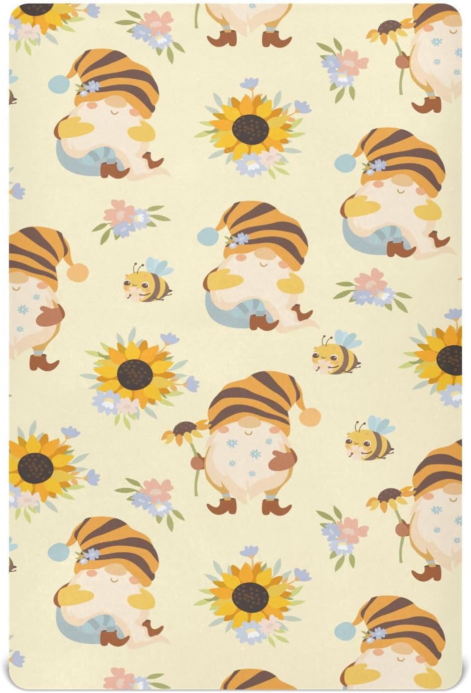 Fall Cute Mushroom Leaves Fitted Crib Sheets Stretchy Portable Playard Sheets for Baby Toddler, Breathable Soft Mini Crib Mattress 52 x 28 in for Boys and Girls