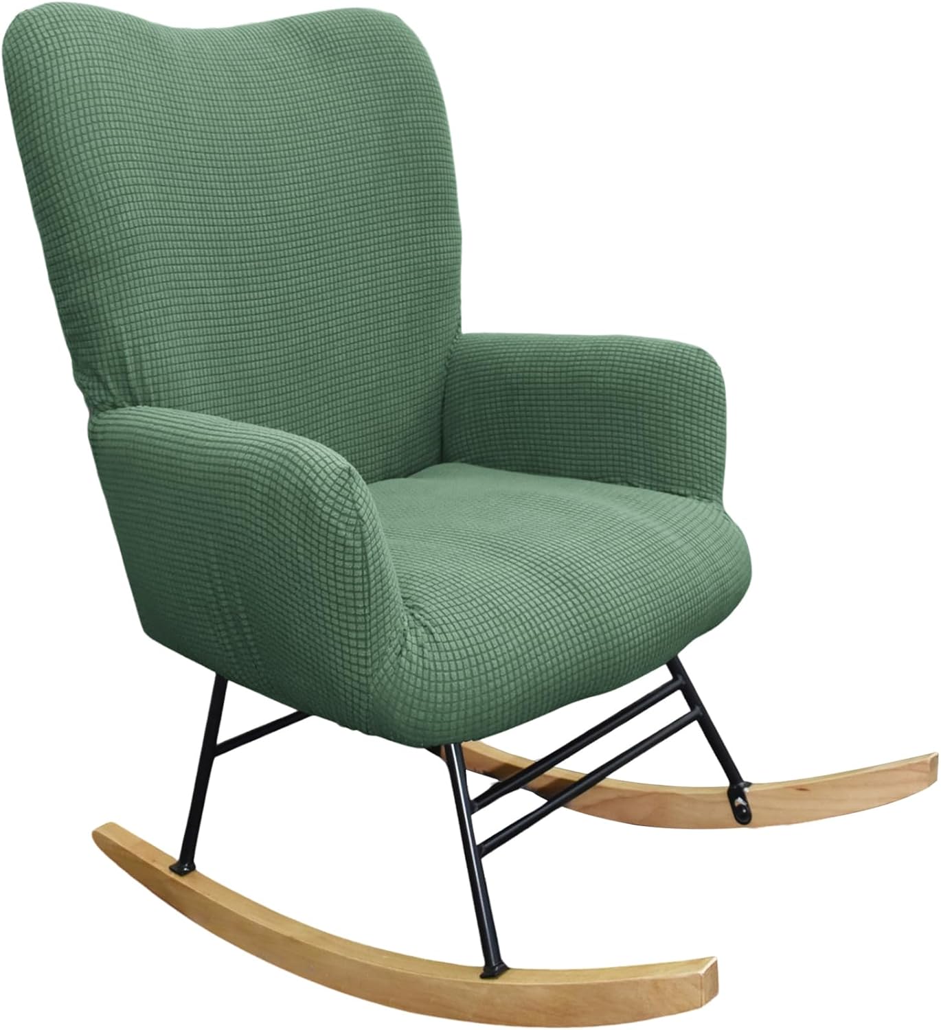 CRFATOP Jacquard 1 PC Nursery Rocking Chair Recliner Covers Upholstered Glider Rocker Banquet Armchair Slipcover Stretch Accent Chairs Furniture Protector for Living Room Bedroom Offices,Green